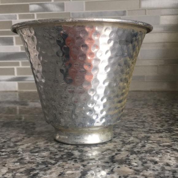 Hammered Silver Metal Vase - Decorative Home Accent - Picture 6 of 12